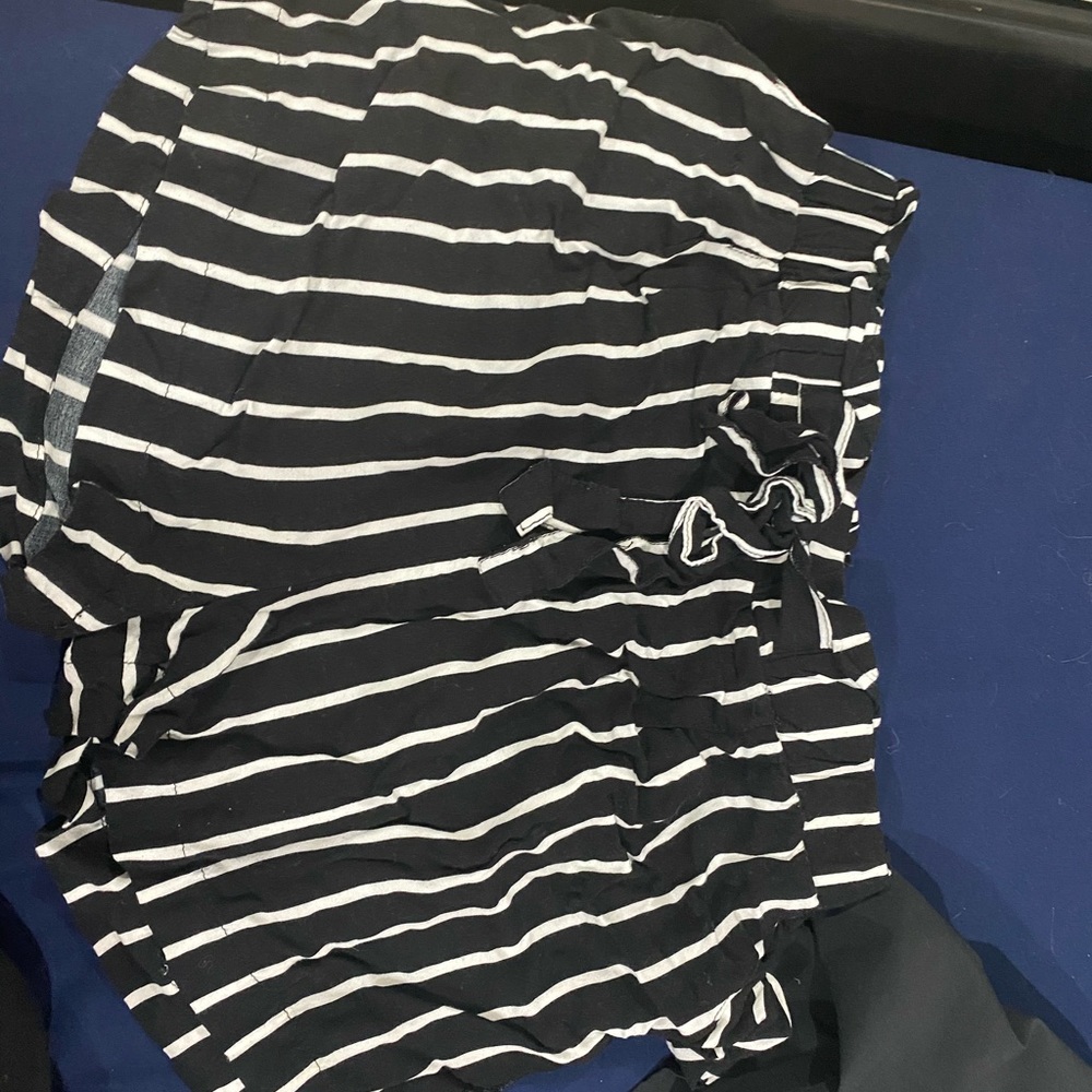 Black and white striped shorts